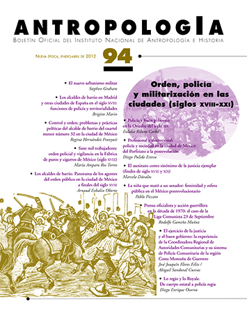 					Ver Núm. 94 (2012): Orden, policía y militarización en las ciudades (siglos XVIII-XXI)
				